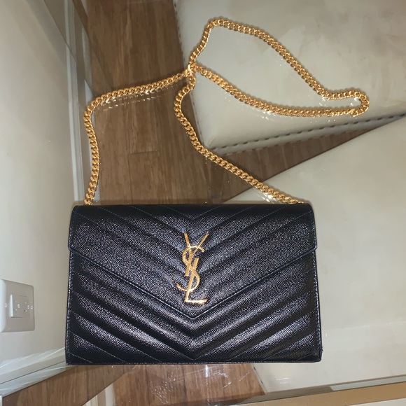 Ysl Black Purse Gold Chain